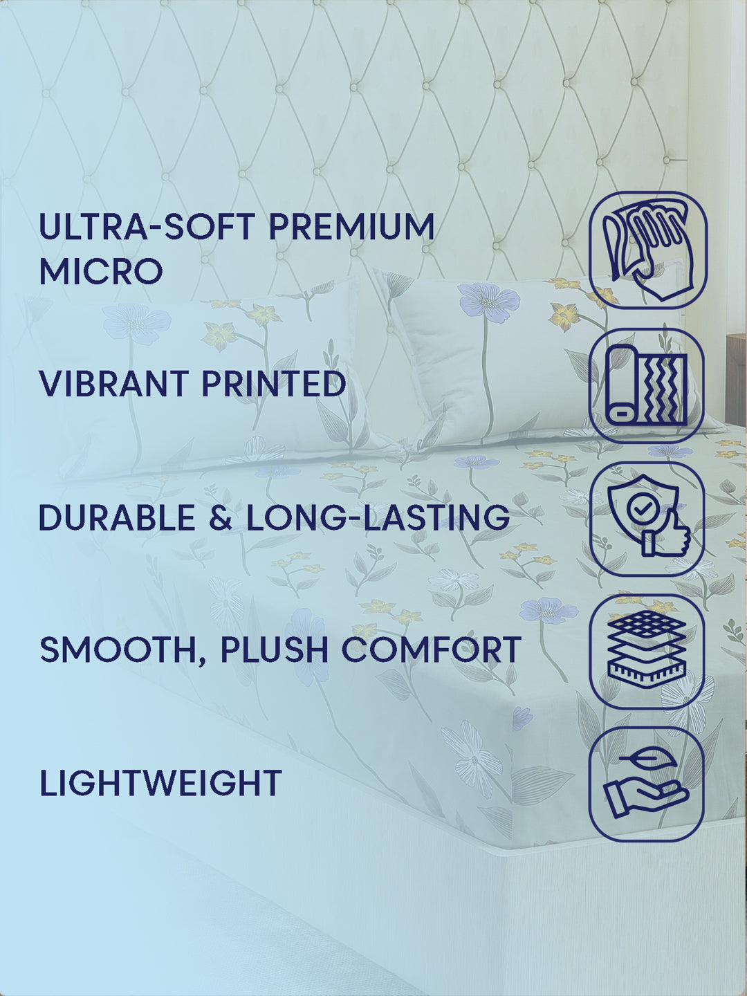 130 GSM Polyester Double Bed Bedsheet with 2 Pillow Covers Fashnik Collection