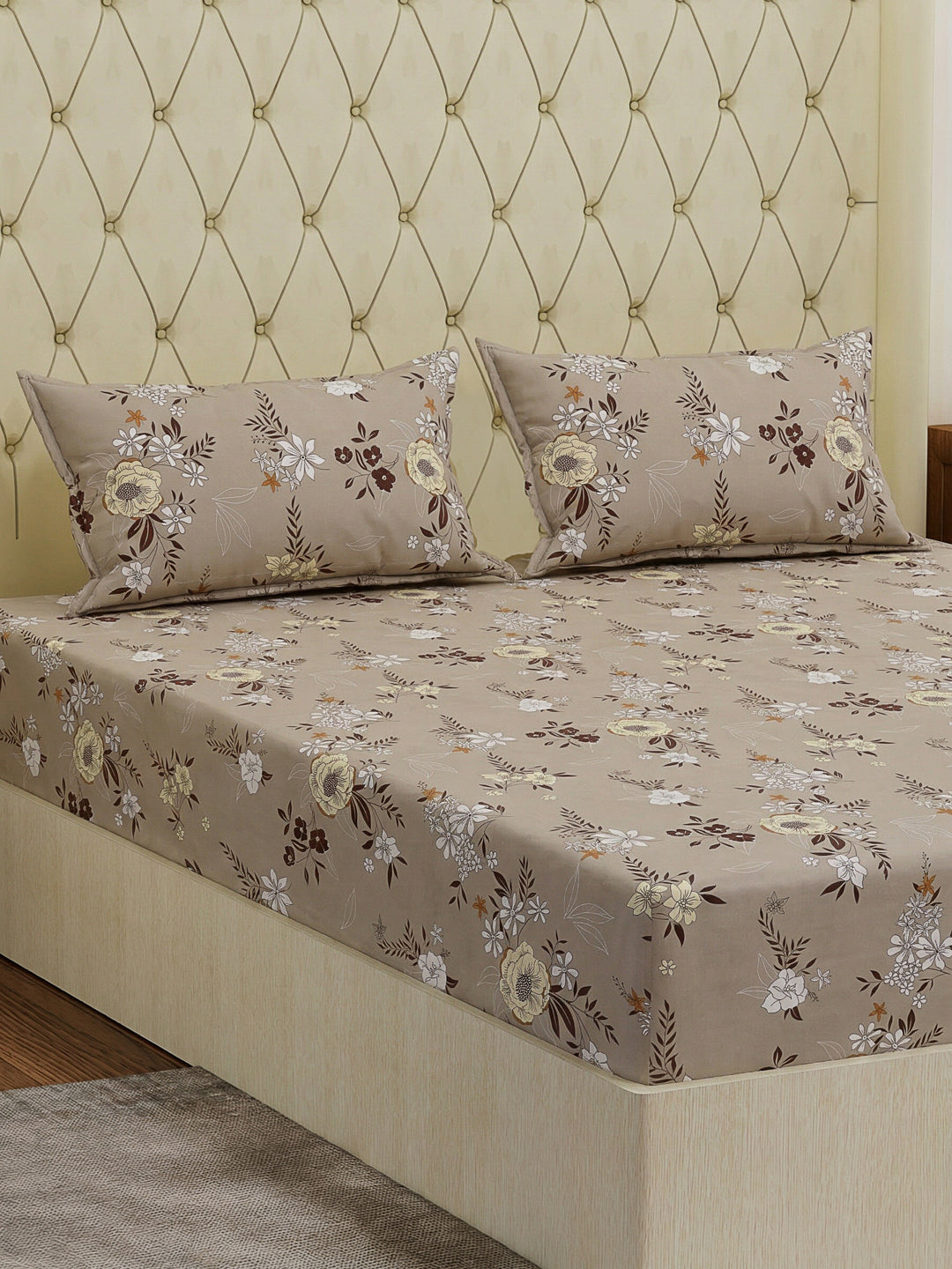 130 GSM Polyester Double Bed Bedsheet with 2 Pillow Covers Fashnik Collection