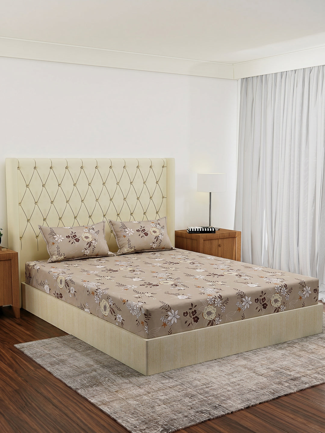 130 GSM Polyester Double Bed Bedsheet with 2 Pillow Covers Fashnik Collection