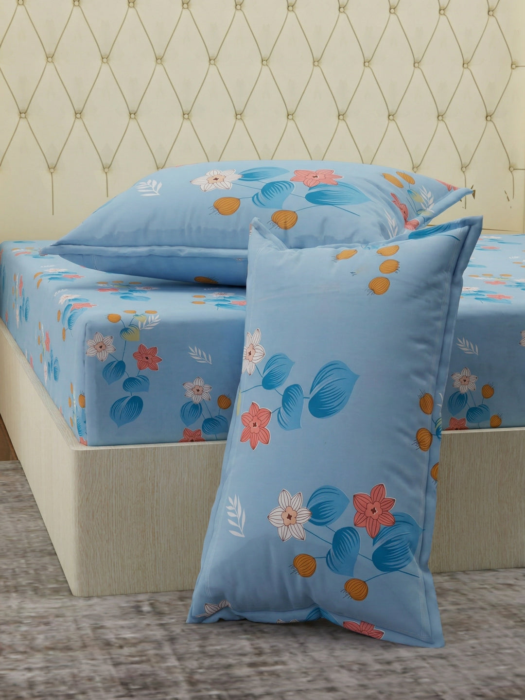 130 GSM Polyester Double Bed Bedsheet with 2 Pillow Covers Fashnik Collection