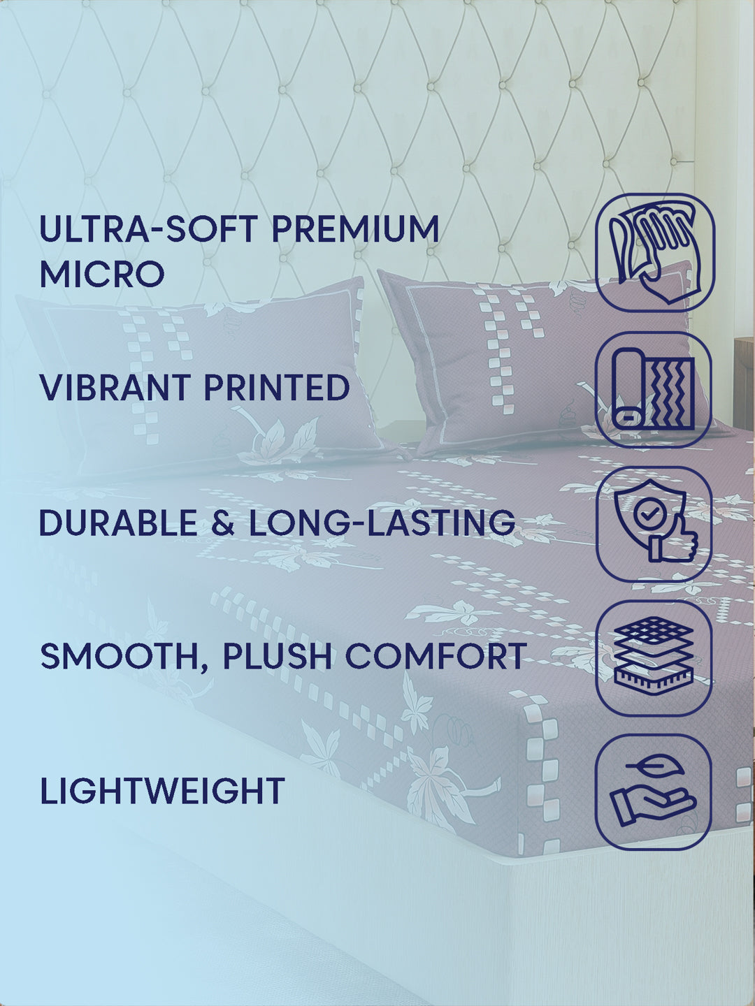 130 GSM Polyester Double Bed Bedsheet with 2 Pillow Covers Fashnik Collection