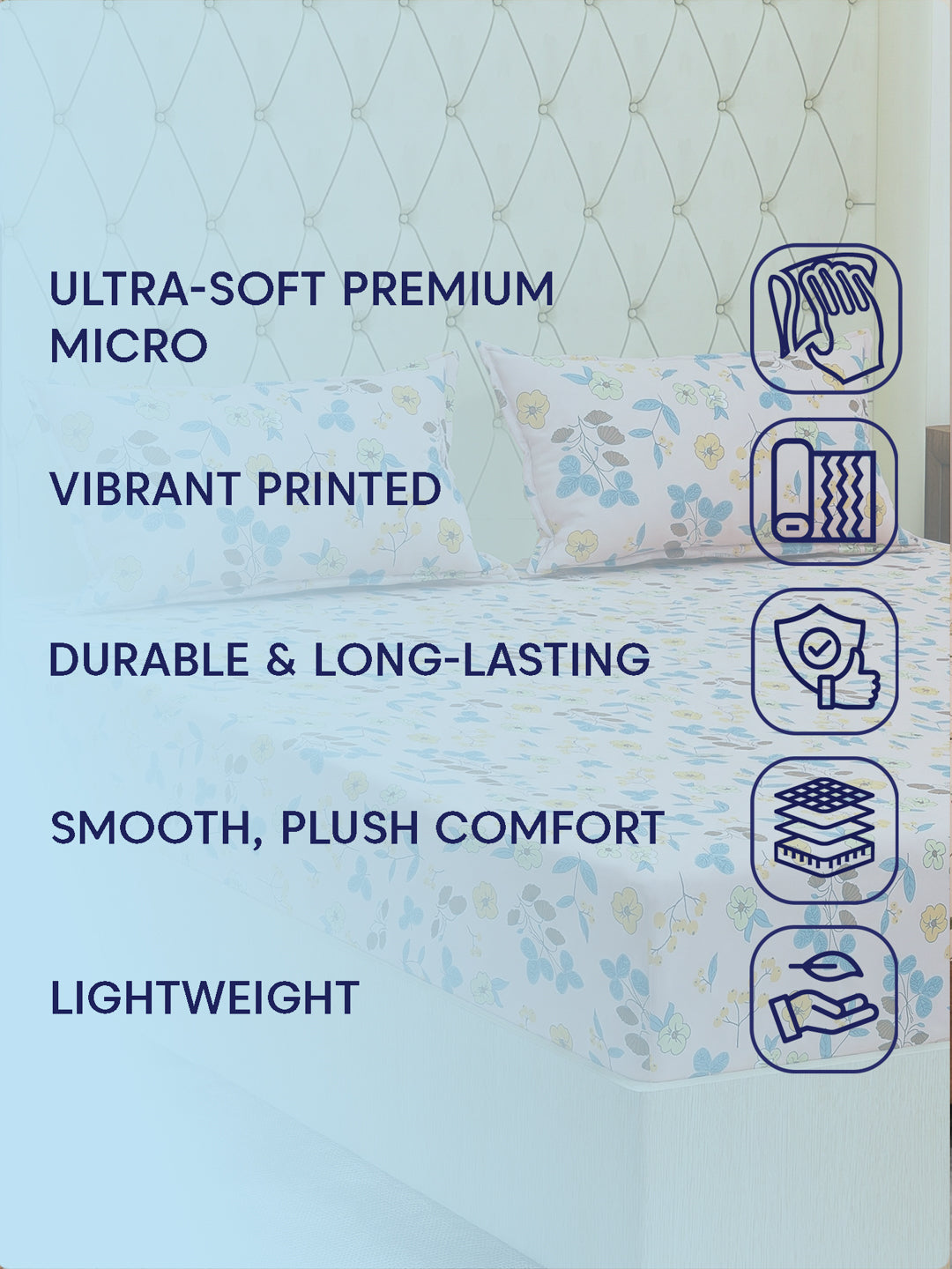 130 GSM Polyester Double Bed Bedsheet with 2 Pillow Covers Fashnik Collection