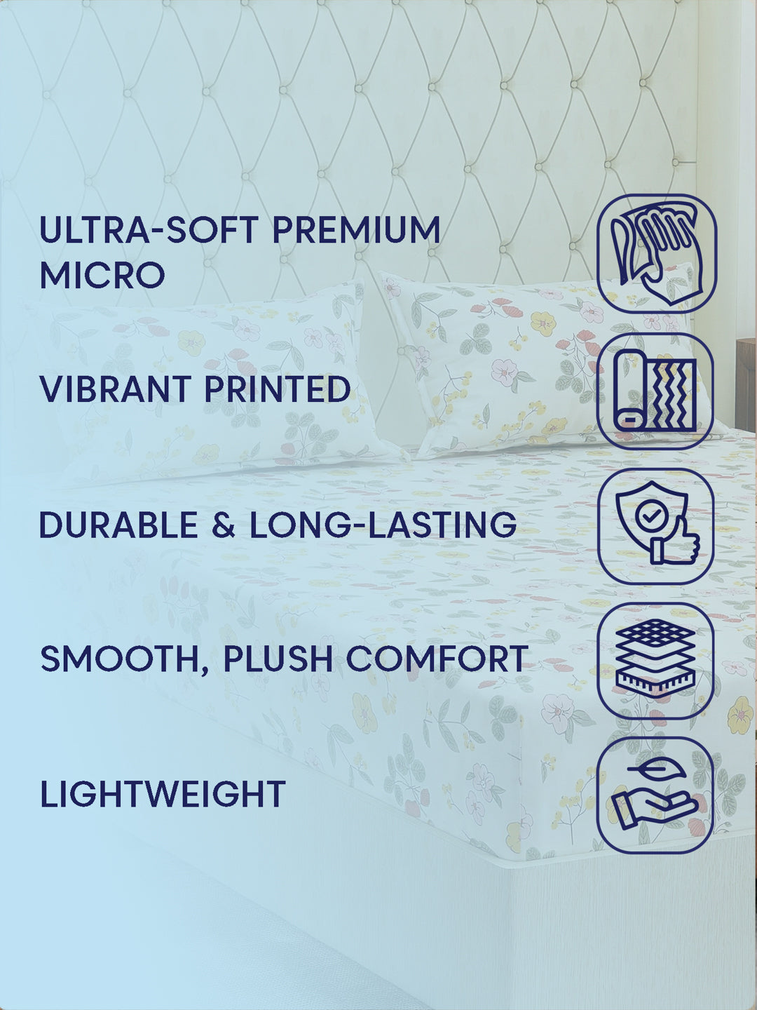 130 GSM Polyester Double Bed Bedsheet with 2 Pillow Covers Fashnik Collection