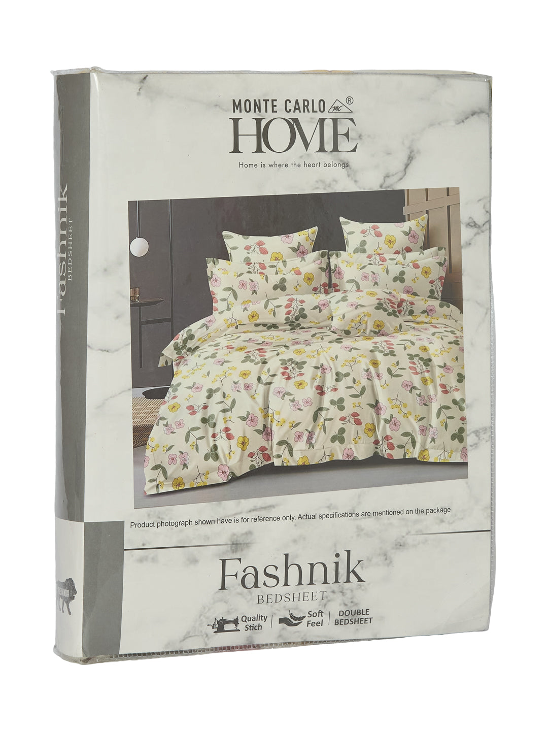130 GSM Polyester Double Bed Bedsheet with 2 Pillow Covers Fashnik Collection