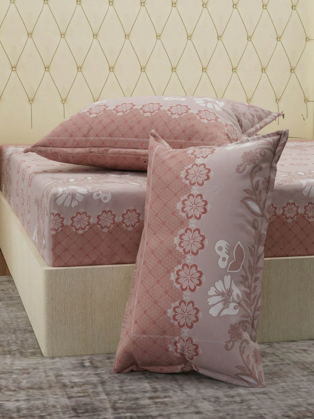 130 GSM Polyester Double Bed Bedsheet with 2 Pillow Covers Fashnik Collection