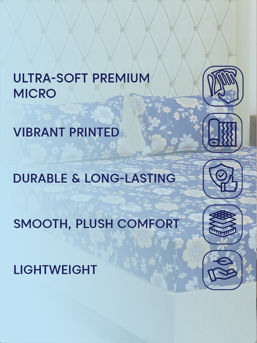130 GSM Polyester Double Bed Bedsheet with 2 Pillow Covers Fashnik Collection