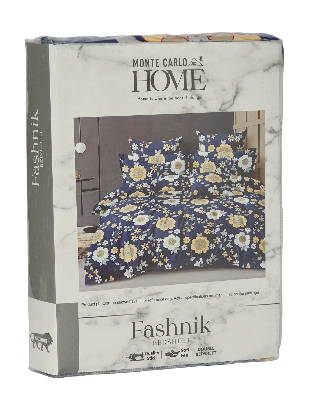 130 GSM Polyester Double Bed Bedsheet with 2 Pillow Covers Fashnik Collection