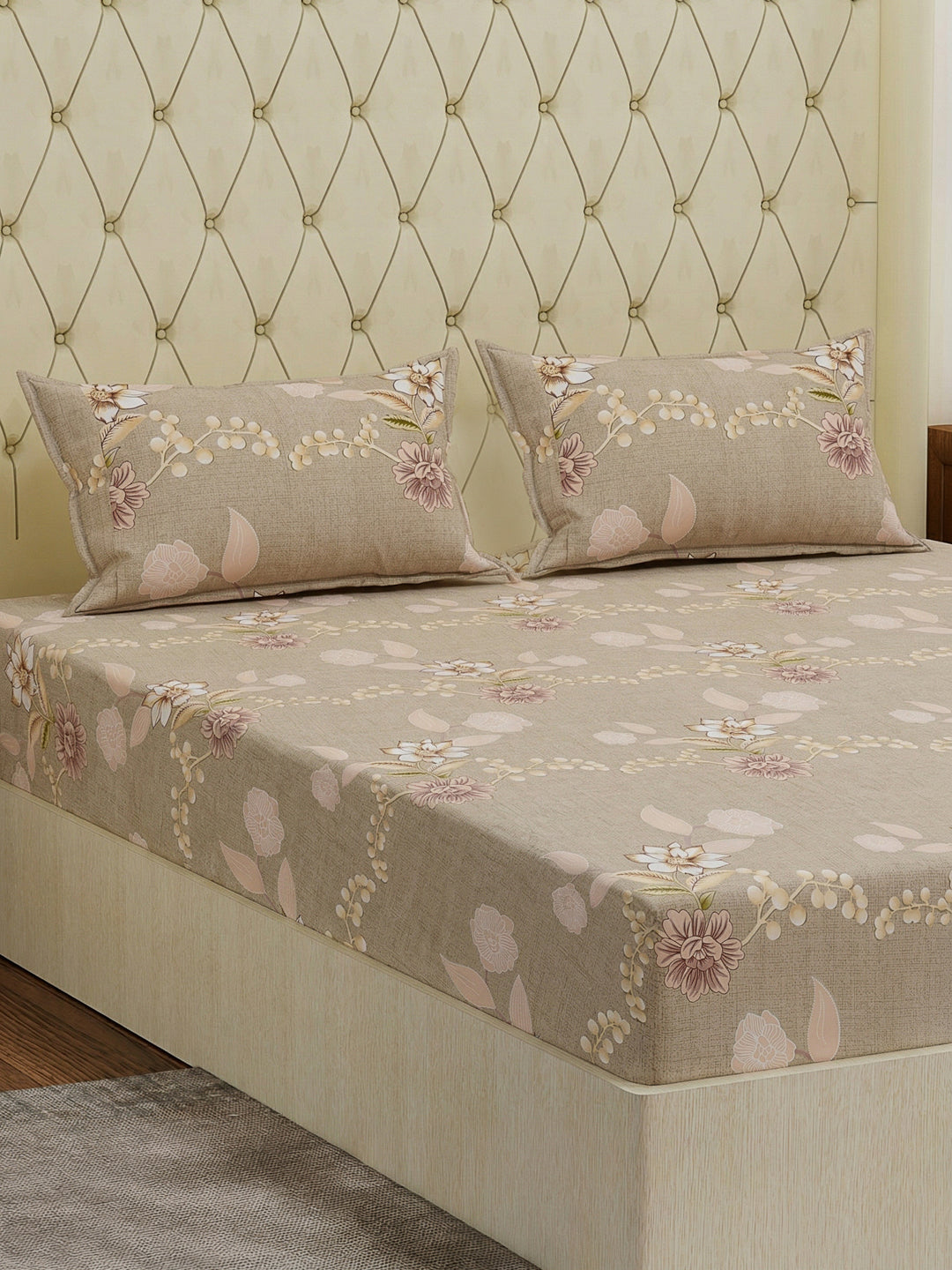 130 GSM Polyester Double Bed Bedsheet with 2 Pillow Covers Fashnik Collection