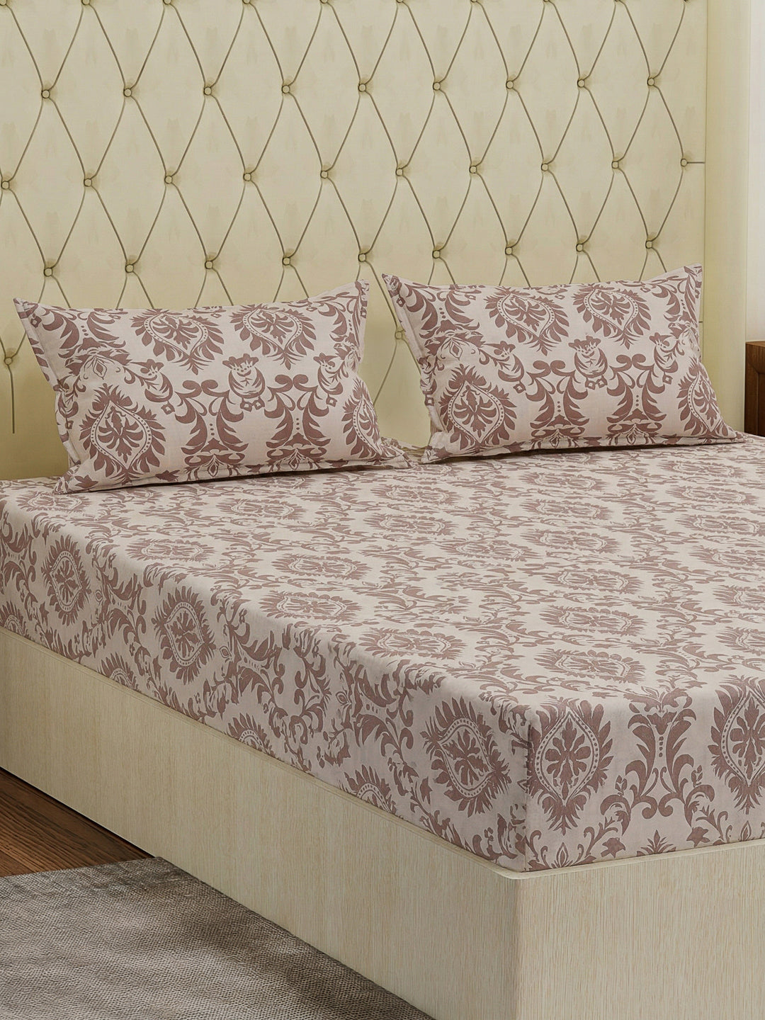 130 GSM Polyester Double Bed Bedsheet with 2 Pillow Covers Fashnik Collection