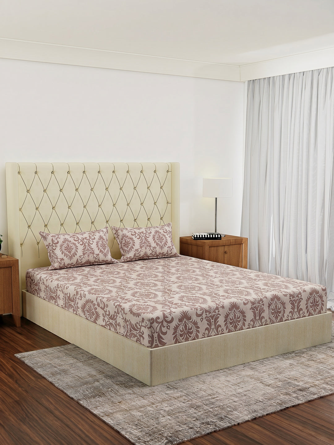 130 GSM Polyester Double Bed Bedsheet with 2 Pillow Covers Fashnik Collection