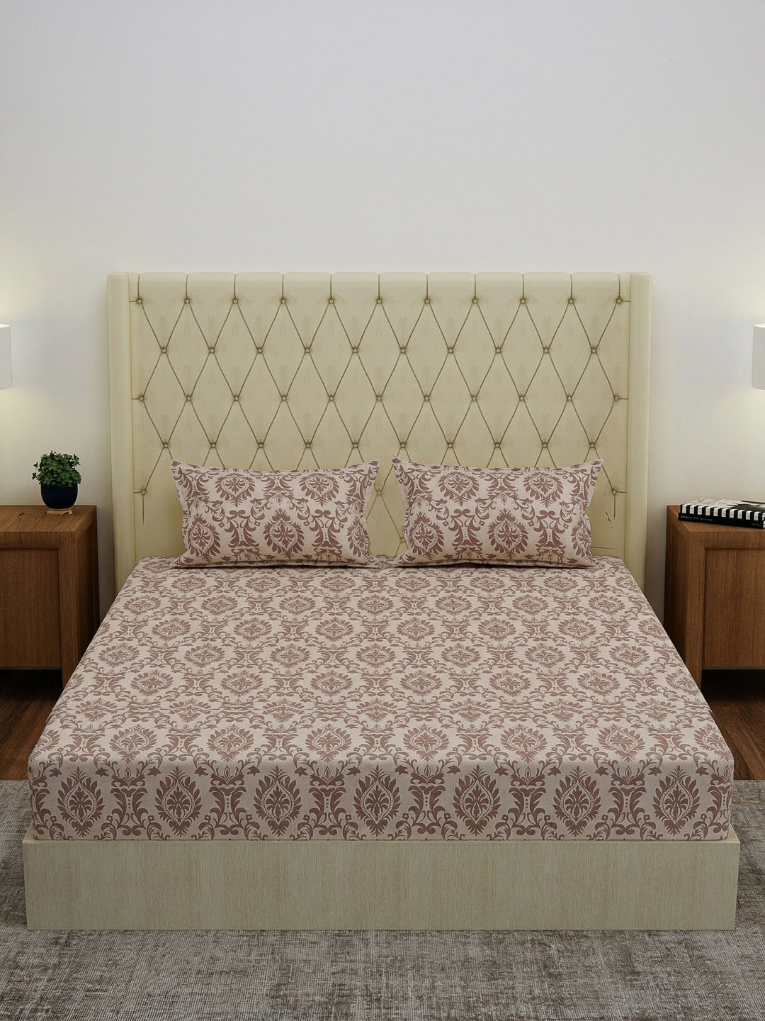 130 GSM Polyester Double Bed Bedsheet with 2 Pillow Covers Fashnik Collection