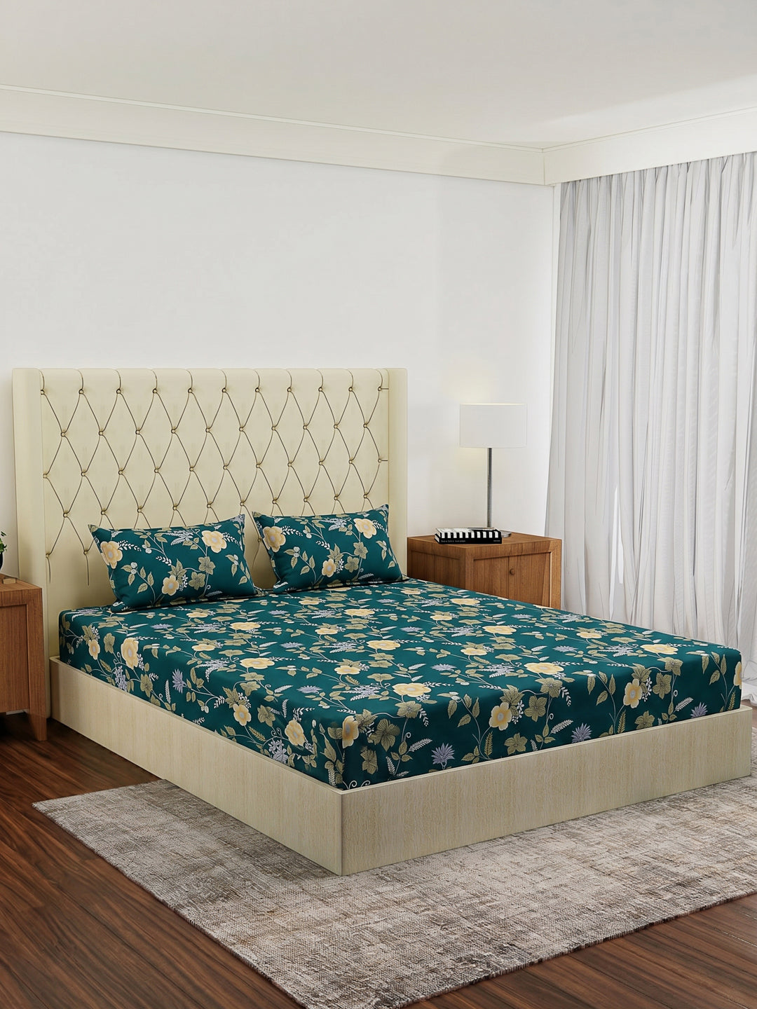 130 GSM Polyester Double Bed Bedsheet with 2 Pillow Covers Fashnik Collection