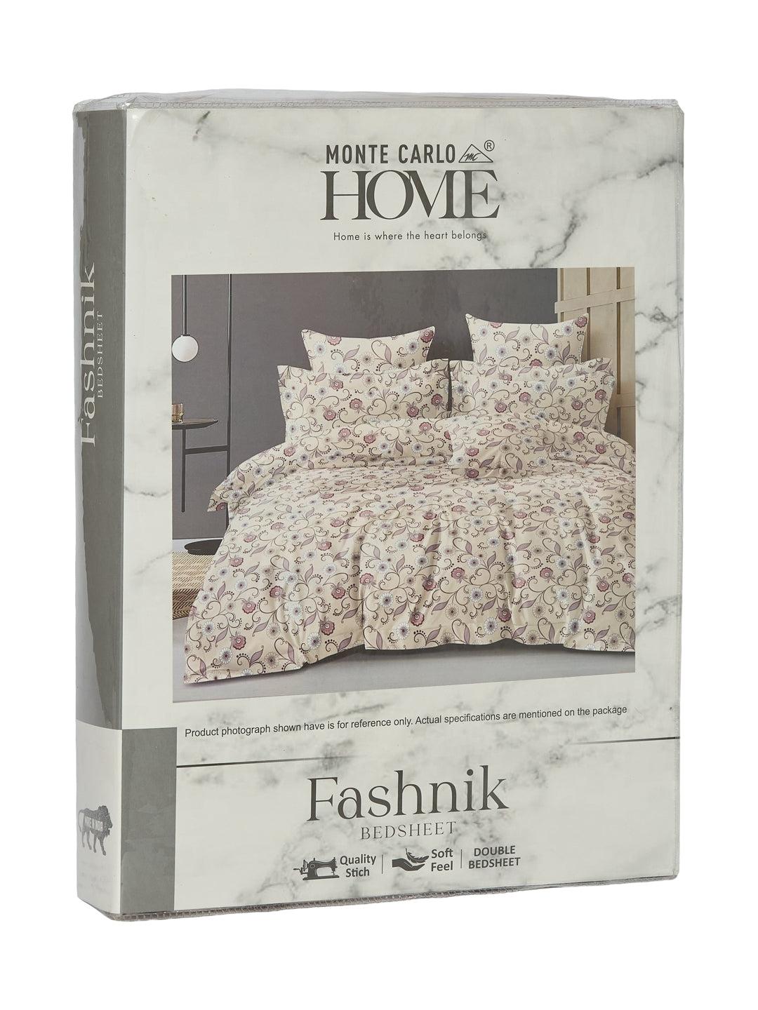 130 GSM Polyester Double Bed Bedsheet with 2 Pillow Covers Fashnik Collection