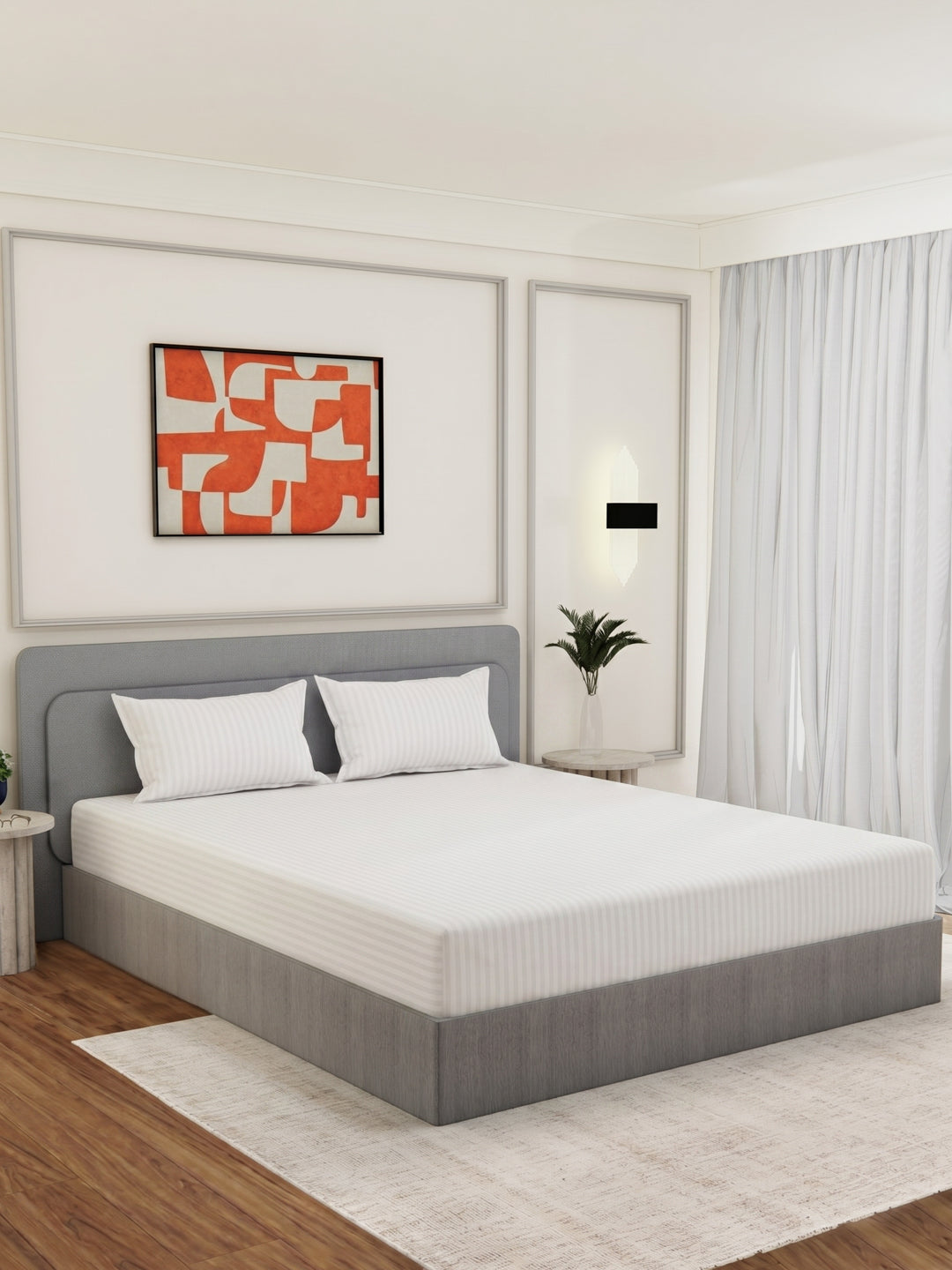 130 GSM Polyester King Size Bedsheet with 2 Pillow Covers Hotel Essential Collection