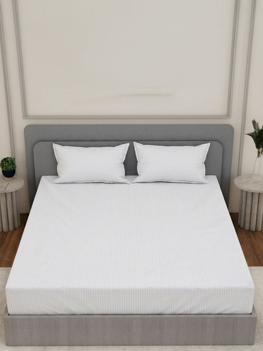 130 GSM Polyester King Size Bedsheet with 2 Pillow Covers Hotel Essential Collection