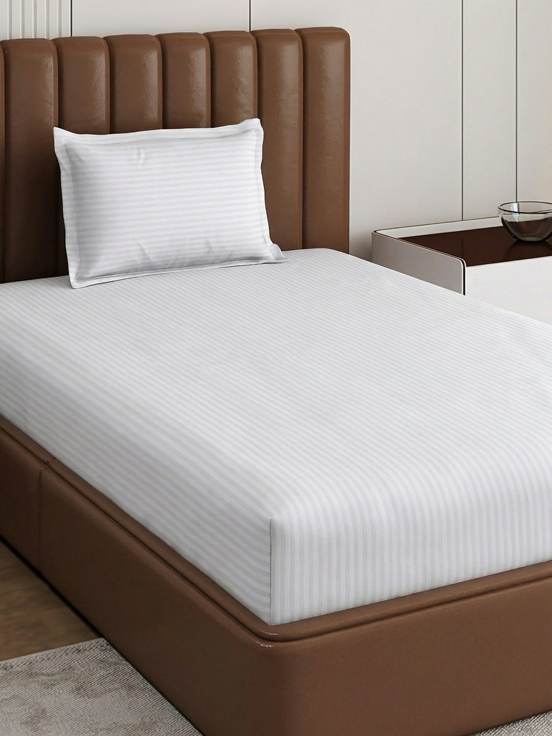 130 GSM Polyester Single Bed Bedsheet with 1 Pillow Cover Hotel Essential Collection