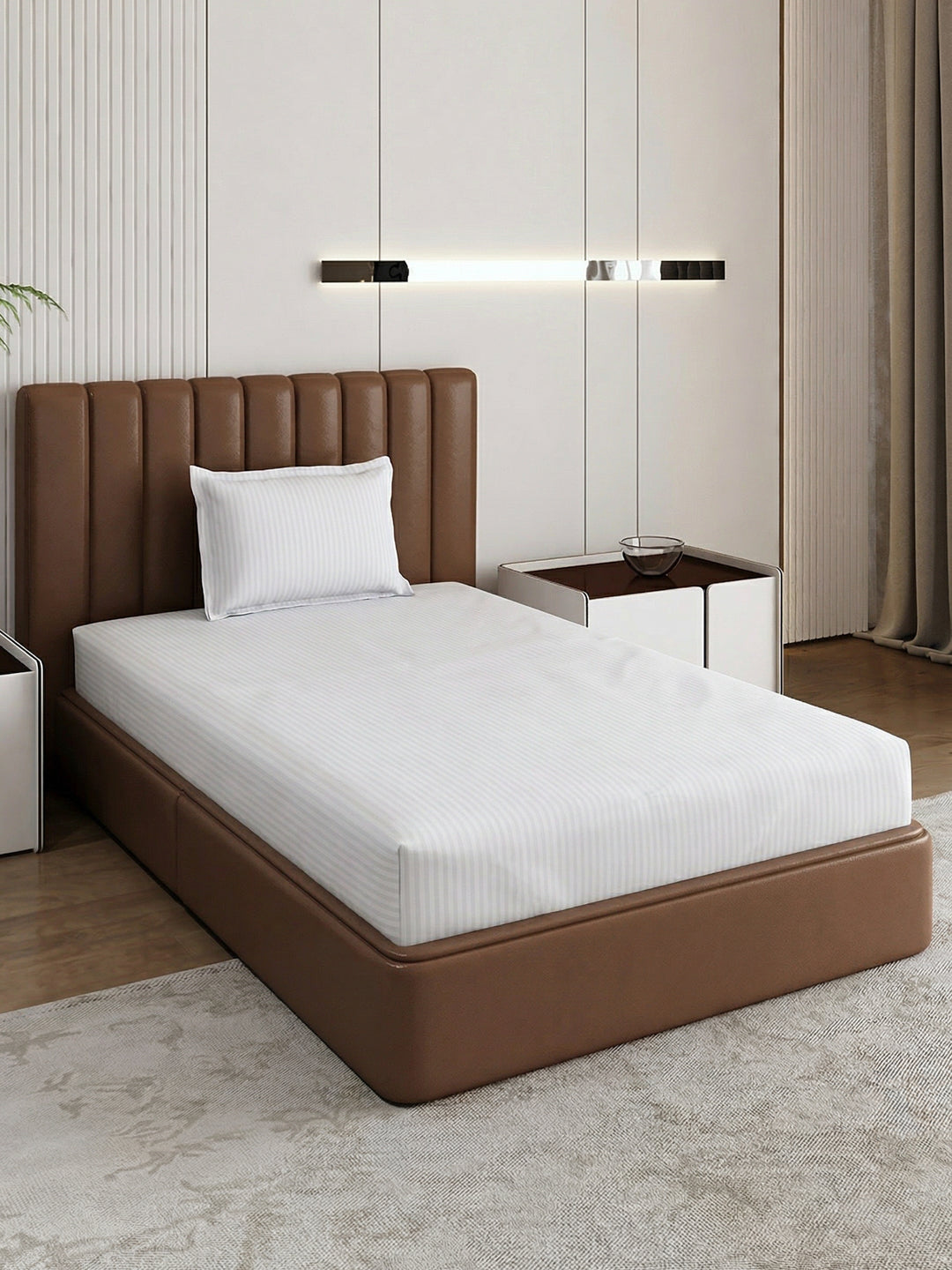 130 GSM Polyester Single Bed Bedsheet with 1 Pillow Cover Hotel Essential Collection
