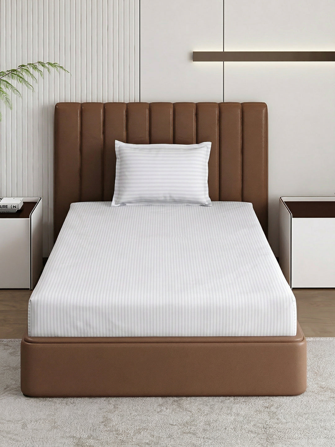 130 GSM Polyester Single Bed Bedsheet with 1 Pillow Cover Hotel Essential Collection