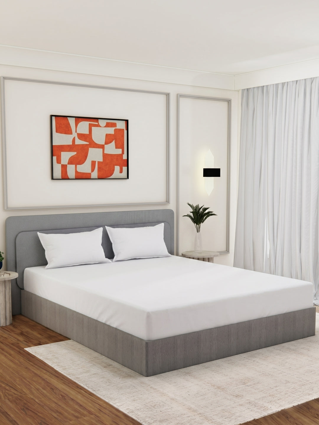Premium 210 TC Pure Cotton King Size Bedsheet with 2 Pillow Covers Hotel Premium Collection