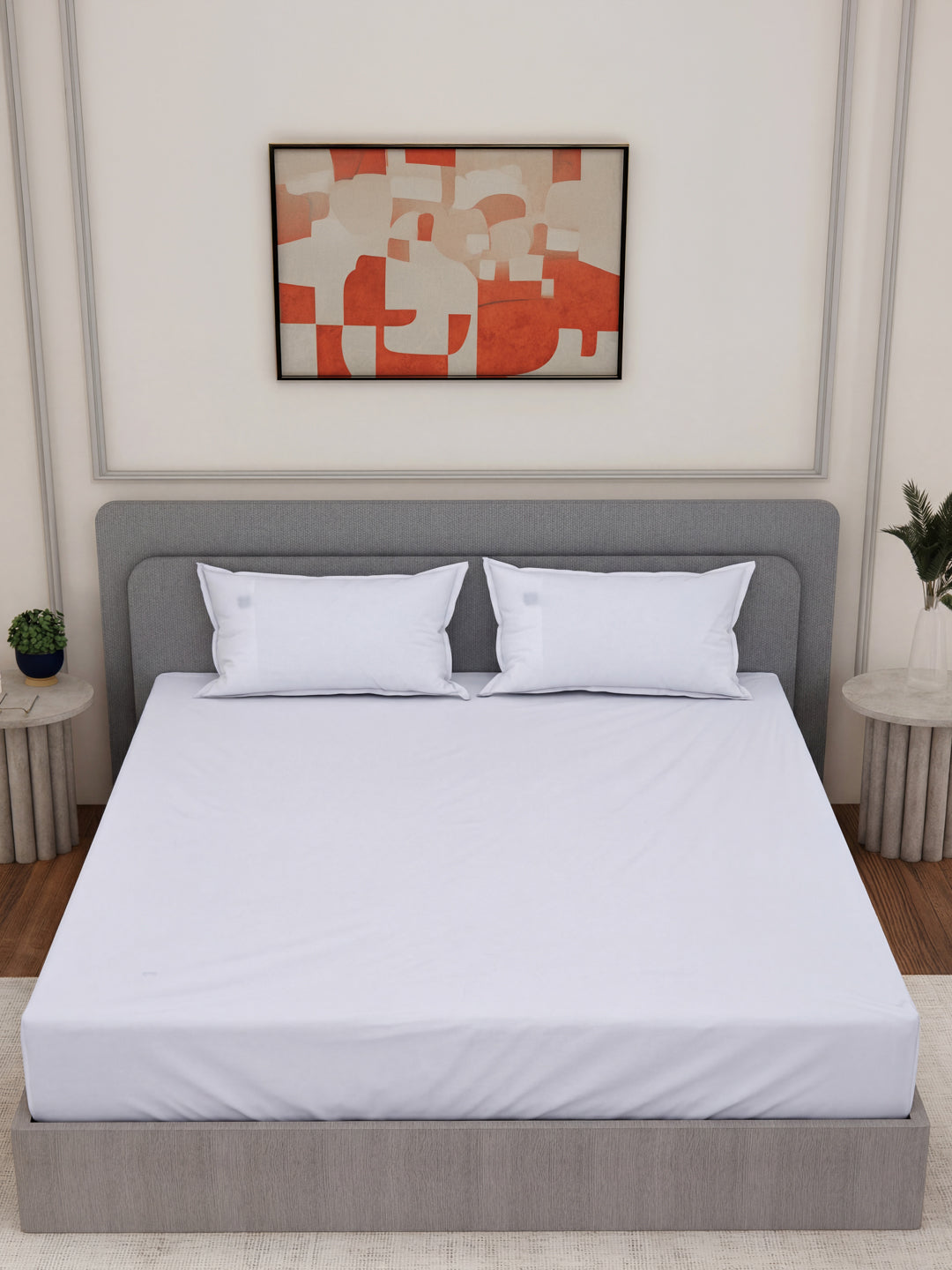 Premium 210 TC Pure Cotton King Size Bedsheet with 2 Pillow Covers Hotel Premium Collection