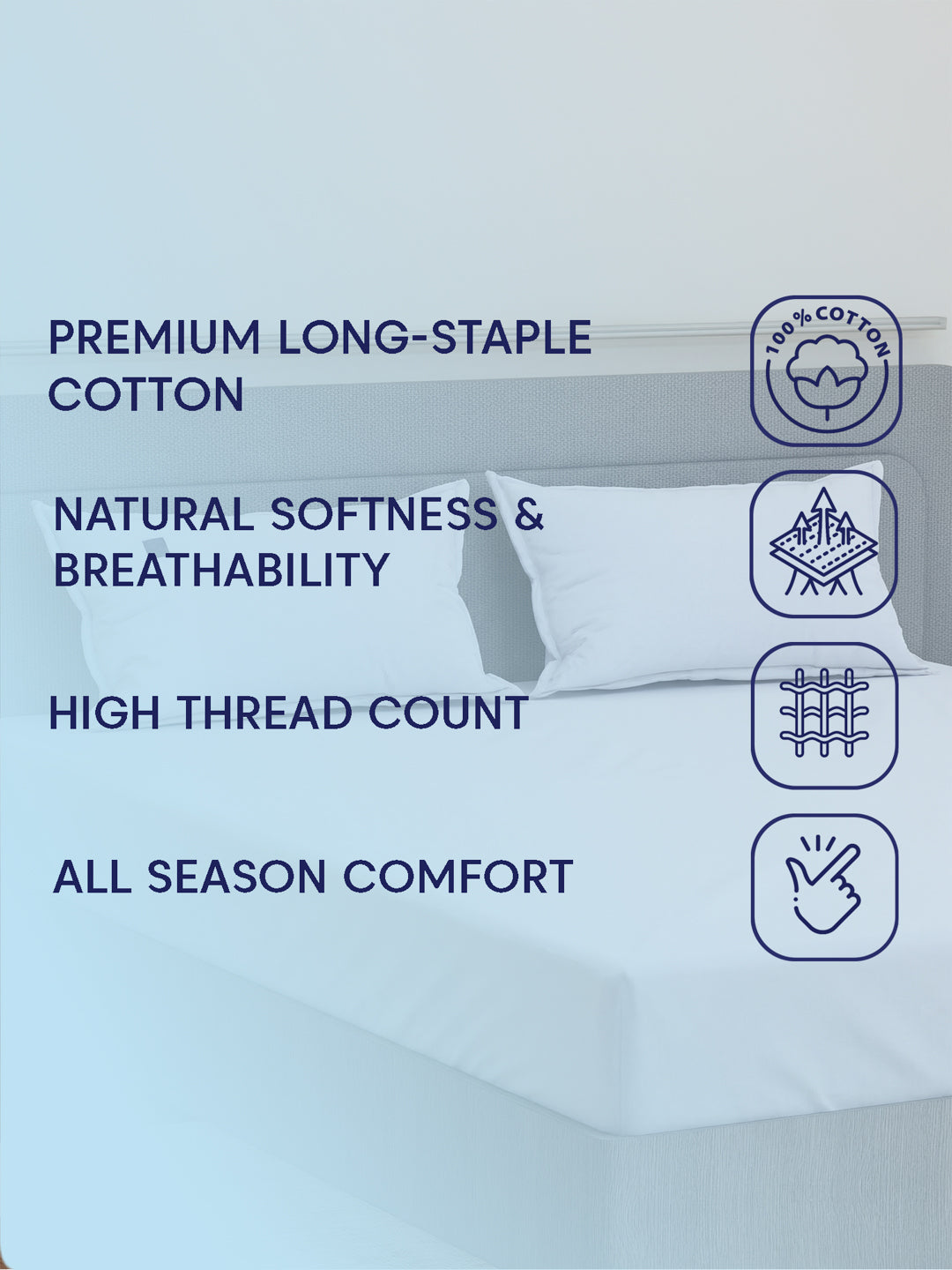 Premium 210 TC Pure Cotton King Size Bedsheet with 2 Pillow Covers Hotel Premium Collection