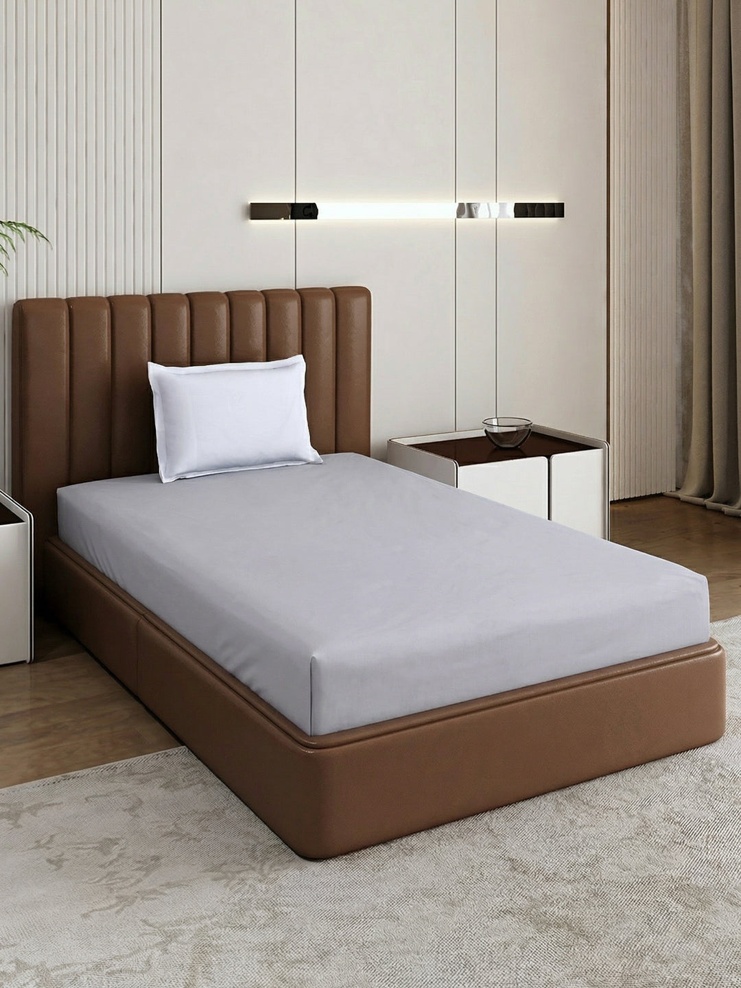 Premium 210 TC Pure Cotton Single Bed Bedsheet with 1 Pillow Cover Hotel Premium Collection
