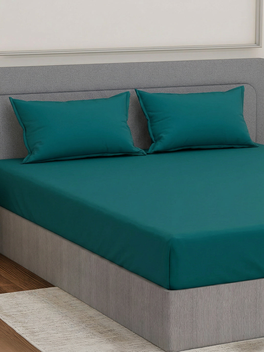 Luxury 400 TC Pure Cotton King Size Bedsheet with 2 Pillow Covers Lace Magic Collection