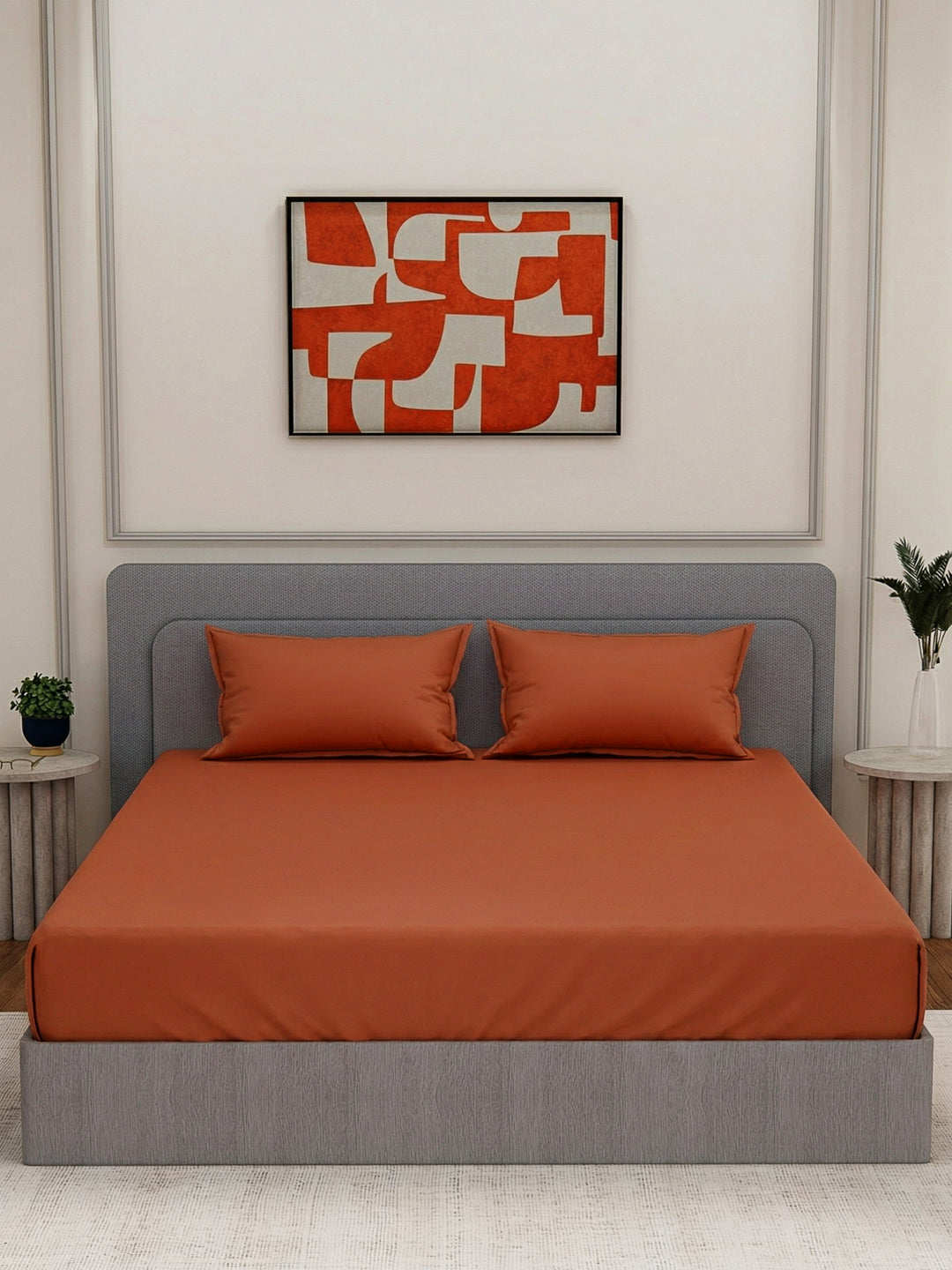 Luxury 400 TC Pure Cotton King Size Bedsheet with 2 Pillow Covers Lace Magic Collection