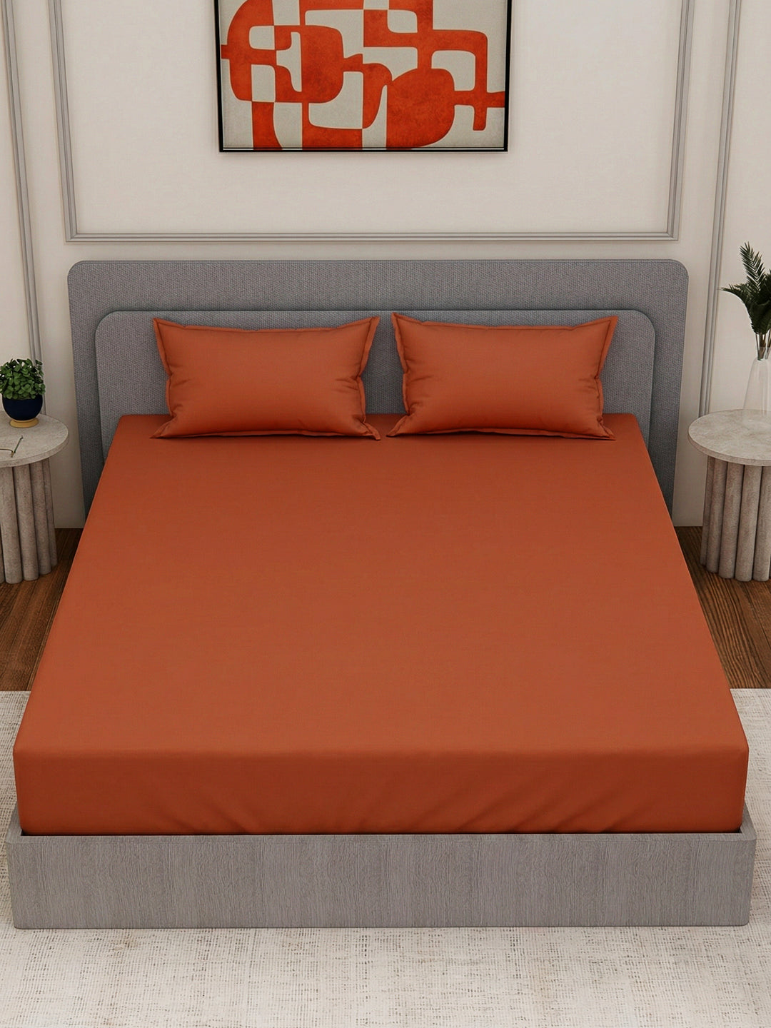 Luxury 400 TC Pure Cotton King Size Bedsheet with 2 Pillow Covers Lace Magic Collection