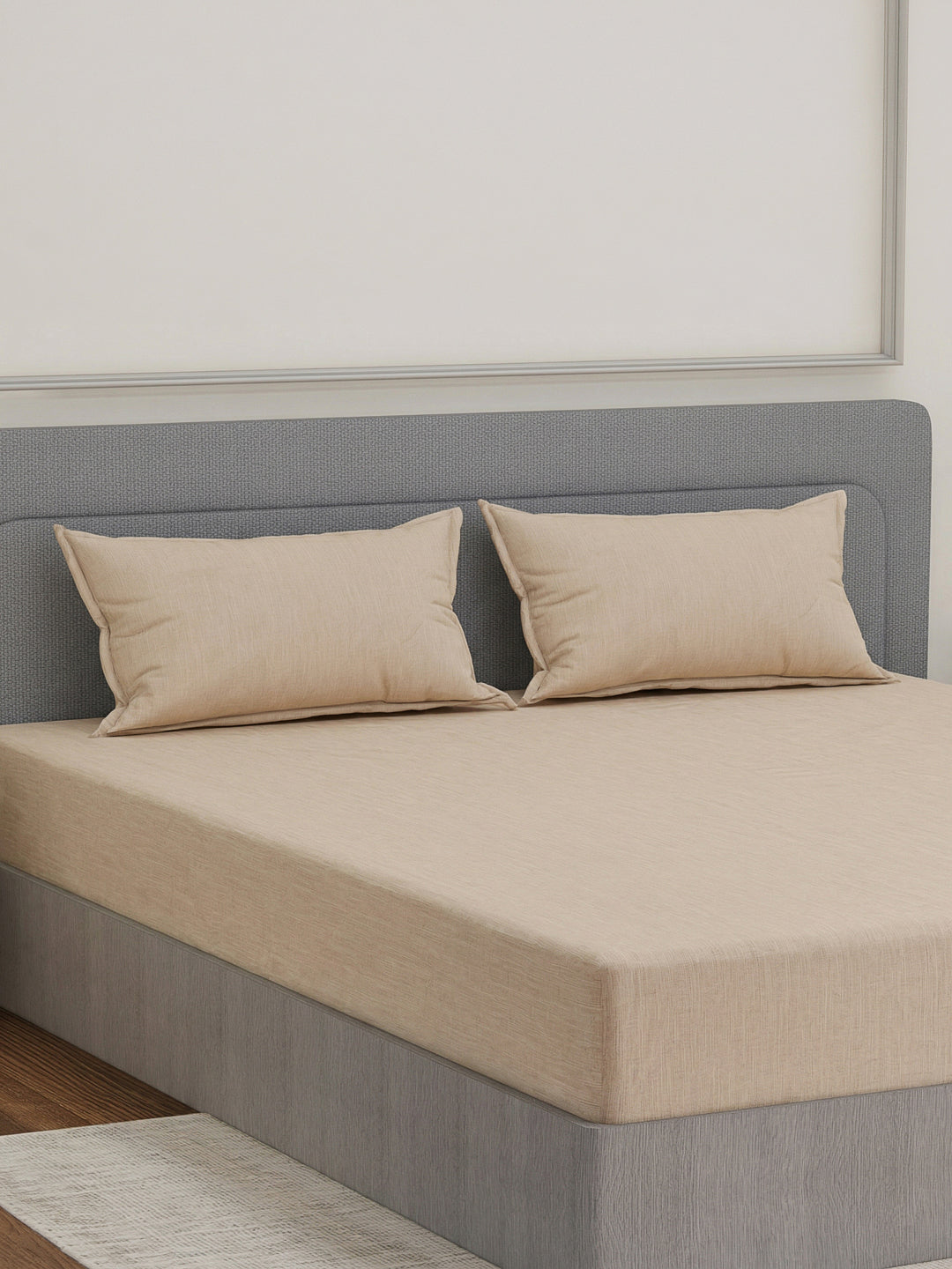 Luxury 300 TC Cotton Linen King Size Bedsheet with 2 Pillow Covers Eco Linen Collection