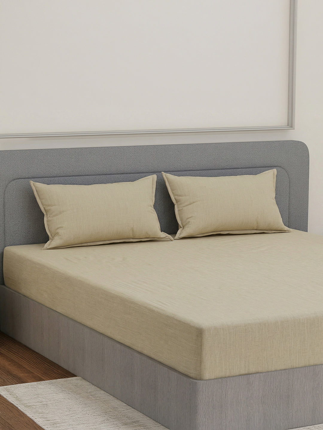 Luxury 300 TC Cotton Linen King Size Bedsheet with 2 Pillow Covers Eco Linen Collection