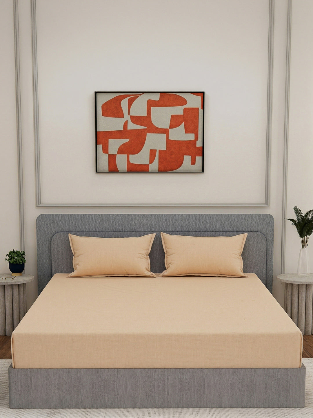 Luxury 300 TC Cotton Linen King Size Bedsheet with 2 Pillow Covers Eco Linen Collection