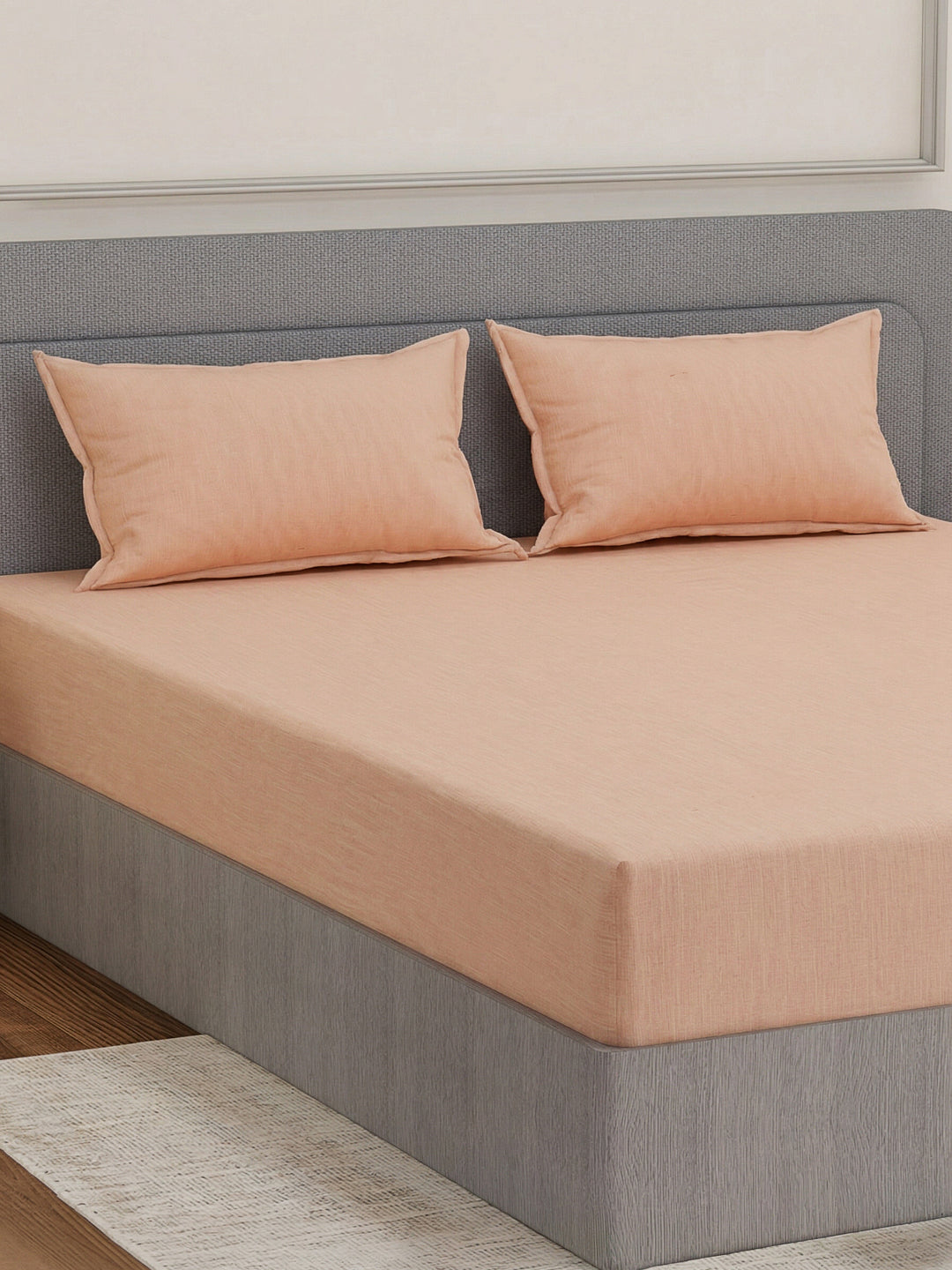 Luxury 300 TC Cotton Linen King Size Bedsheet with 2 Pillow Covers Eco Linen Collection