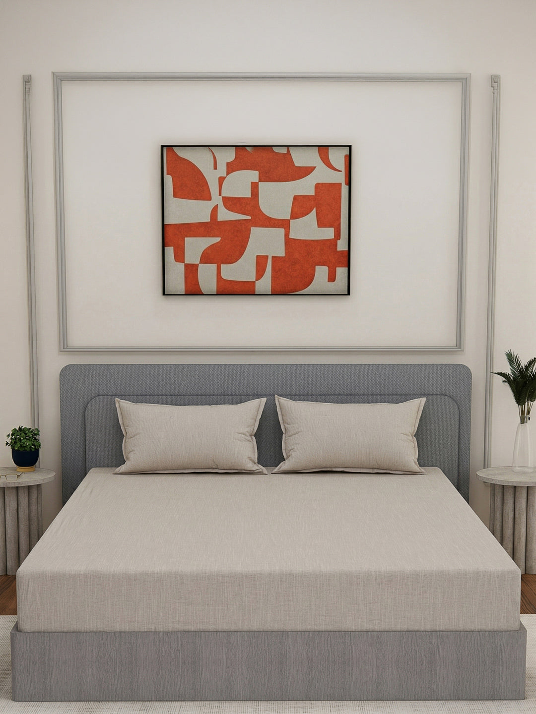 Luxury 300 TC Cotton Linen King Size Bedsheet with 2 Pillow Covers Eco Linen Collection
