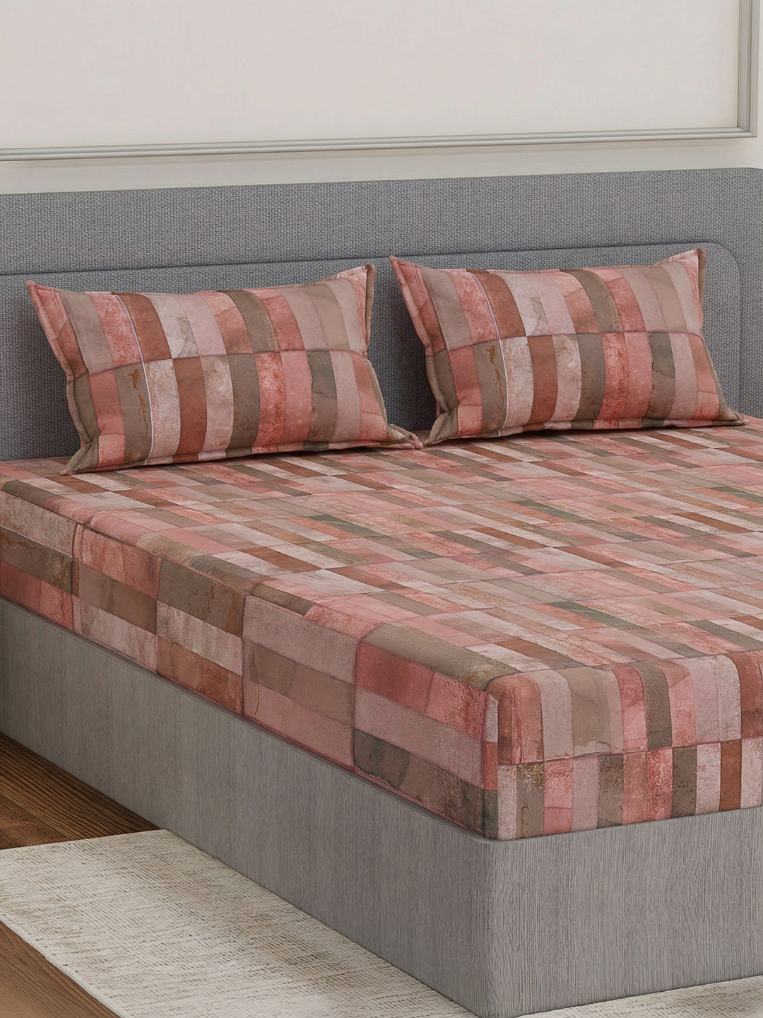 Premium 210 TC Pure Cotton King Size Bedsheet with 2 Pillow Covers Classique Mosaic Collection