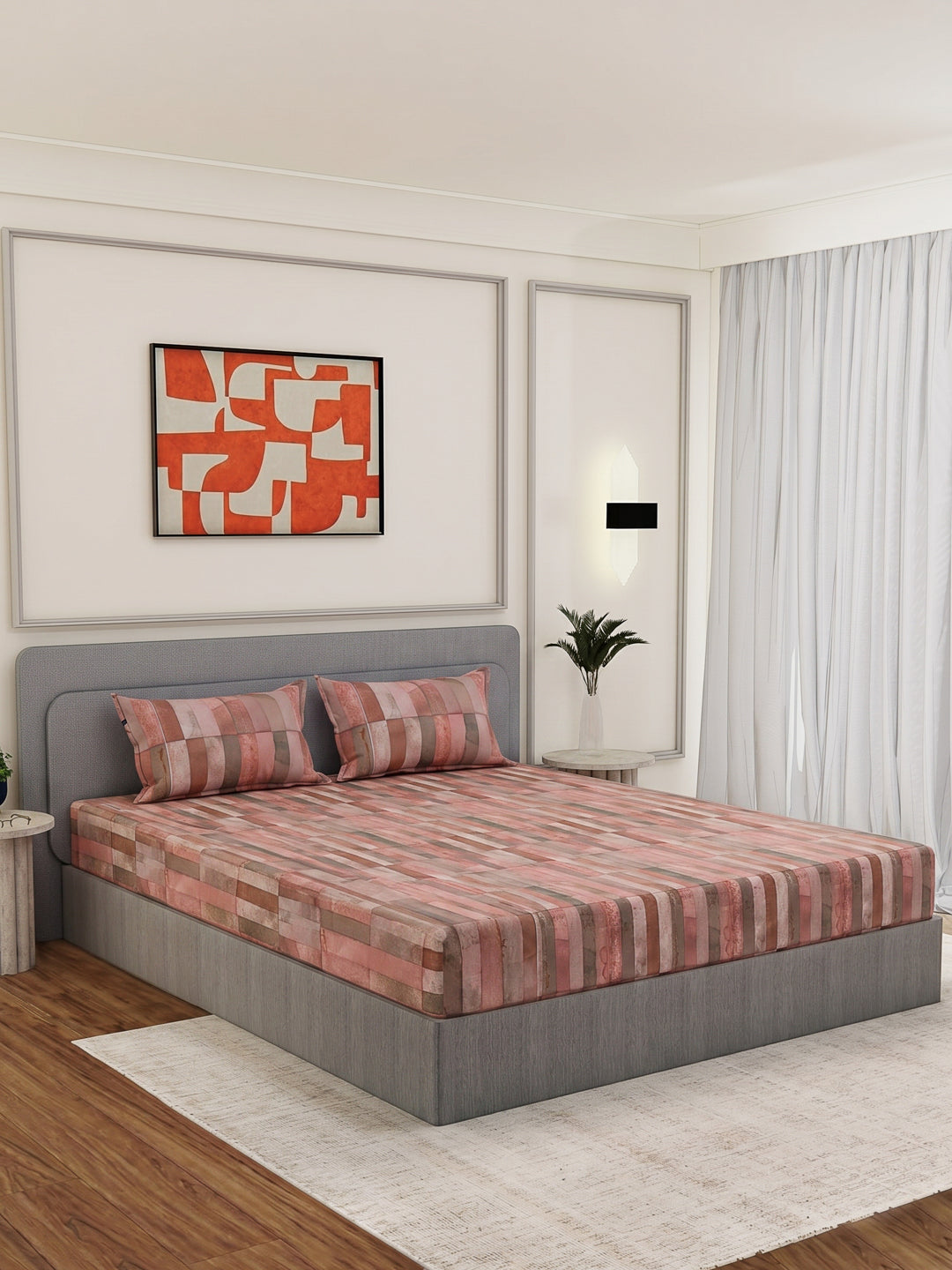 Premium 210 TC Pure Cotton King Size Bedsheet with 2 Pillow Covers Classique Mosaic Collection