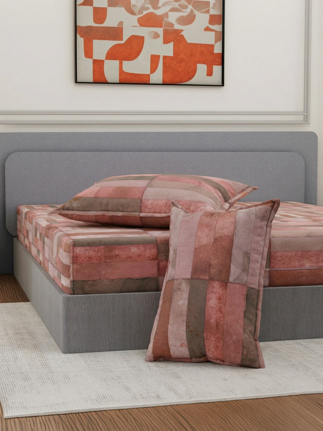 Premium 210 TC Pure Cotton King Size Bedsheet with 2 Pillow Covers Classique Mosaic Collection