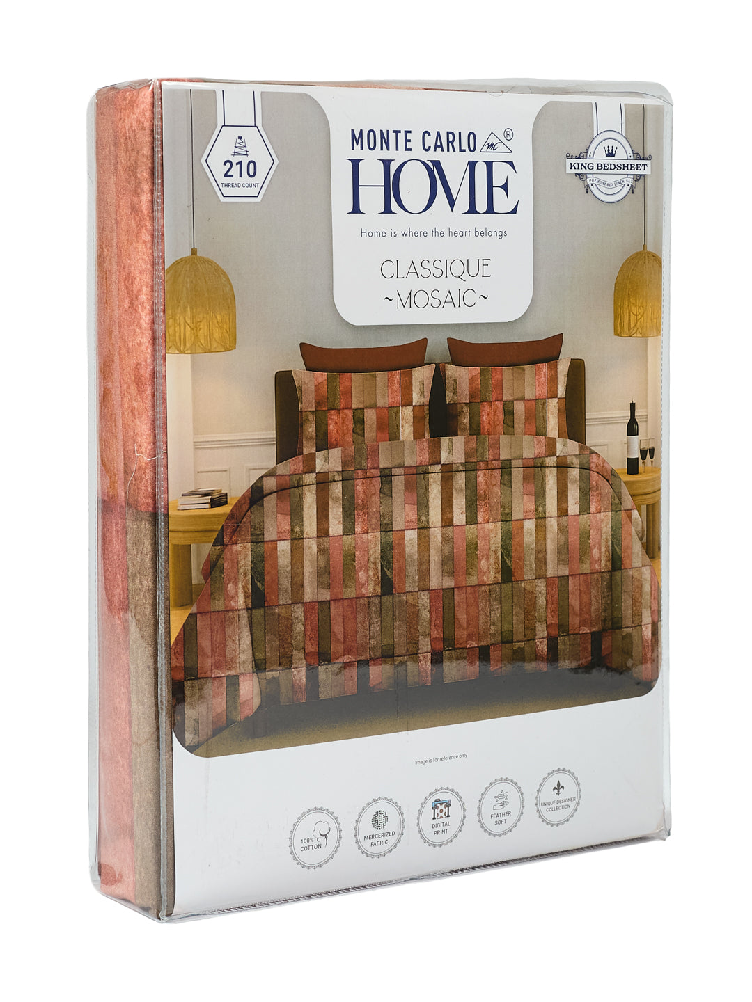 Premium 210 TC Pure Cotton King Size Bedsheet with 2 Pillow Covers Classique Mosaic Collection