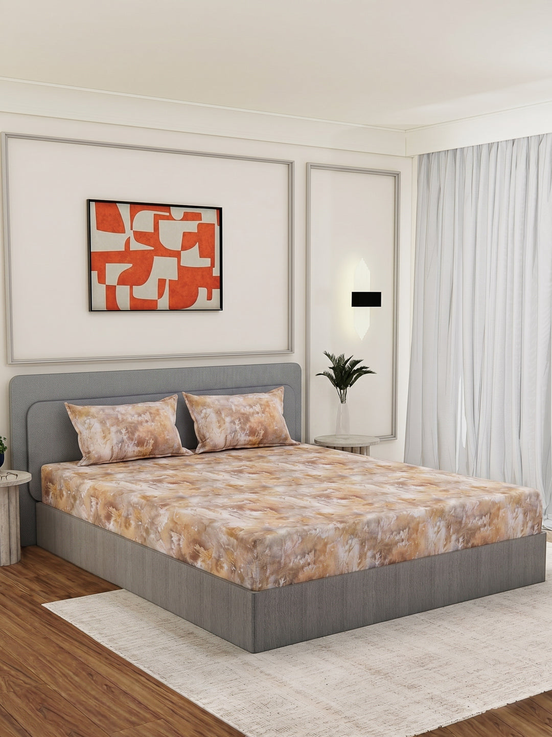 Premium 210 TC Pure Cotton King Size Bedsheet with 2 Pillow Covers Classique Mosaic Collection