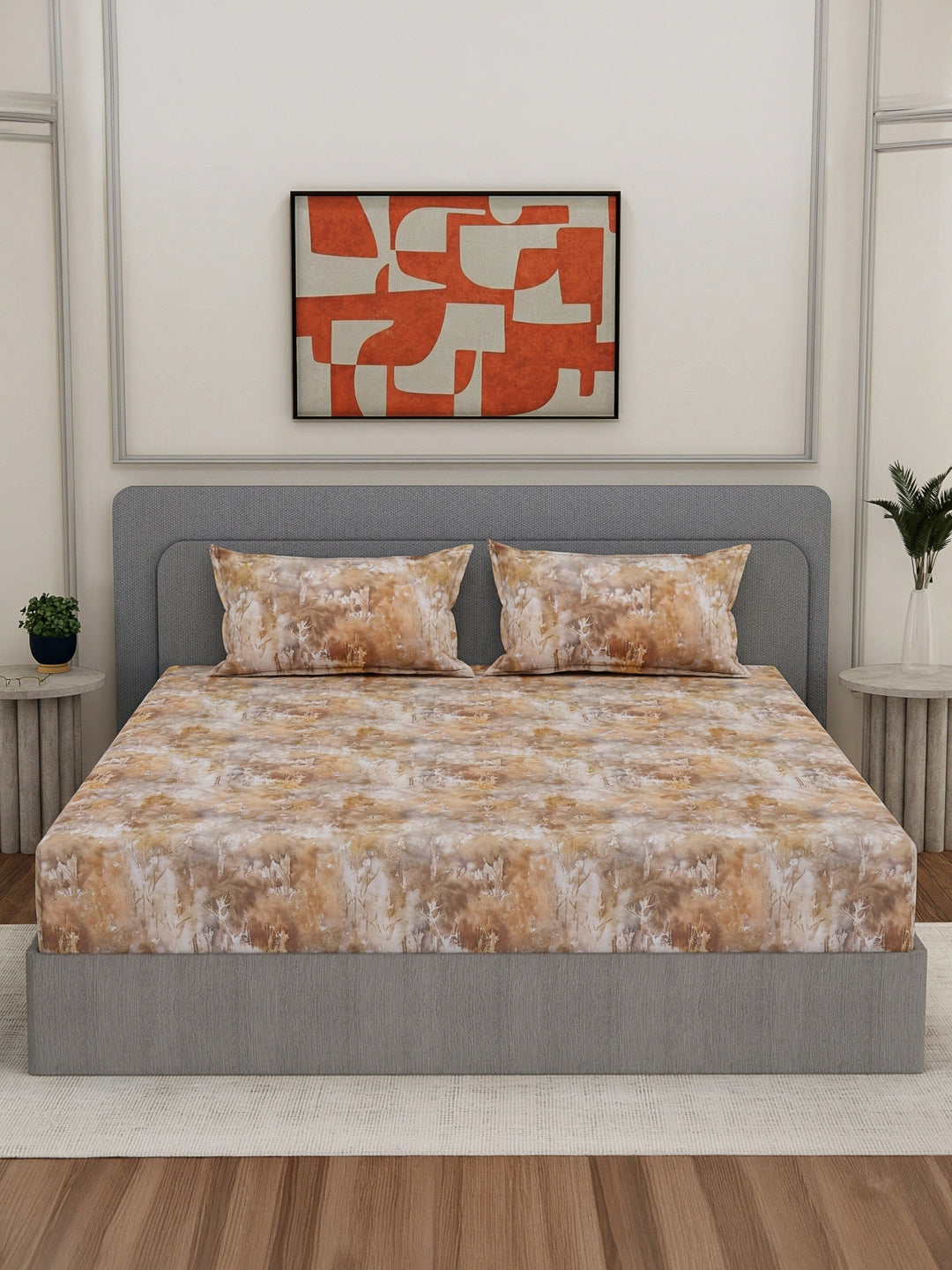 Premium 210 TC Pure Cotton King Size Bedsheet with 2 Pillow Covers Classique Mosaic Collection
