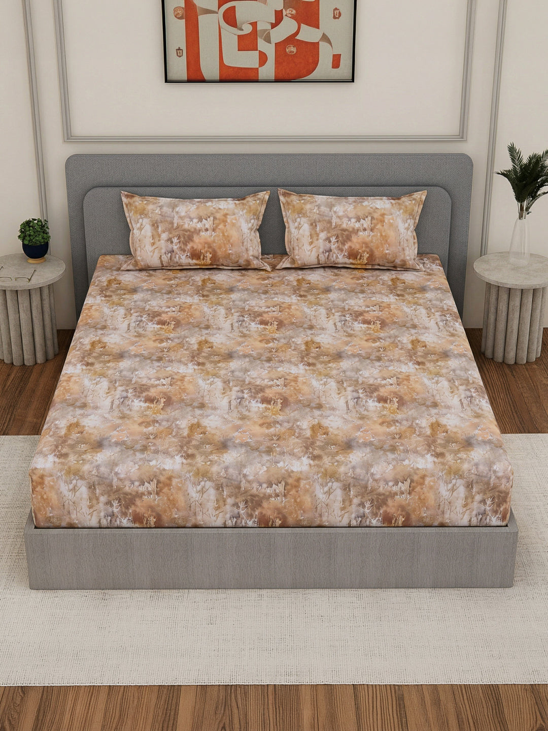 Premium 210 TC Pure Cotton King Size Bedsheet with 2 Pillow Covers Classique Mosaic Collection