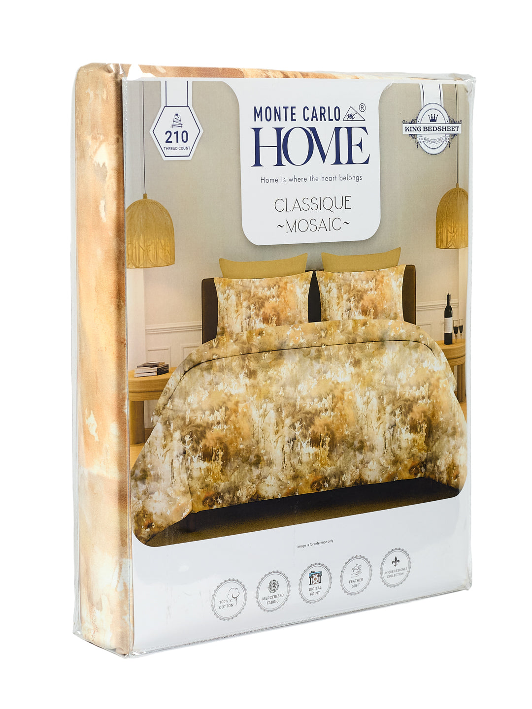 Premium 210 TC Pure Cotton King Size Bedsheet with 2 Pillow Covers Classique Mosaic Collection