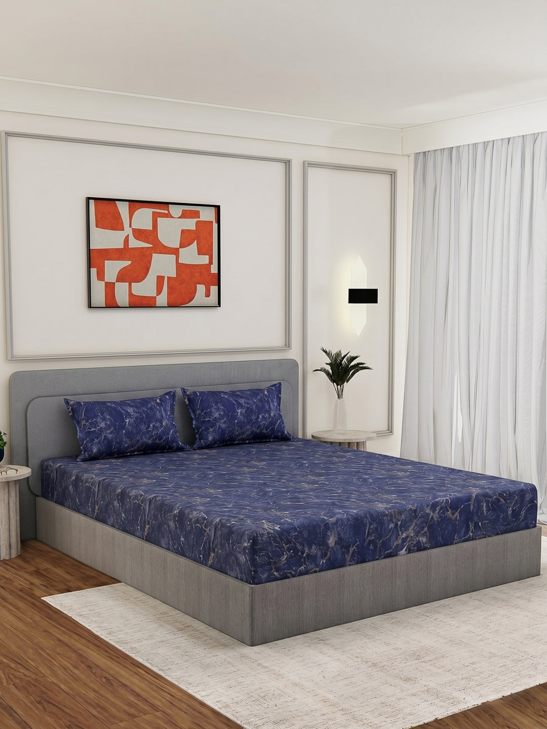 Premium 210 TC Pure Cotton King Size Bedsheet with 2 Pillow Covers Classique Mosaic Collection