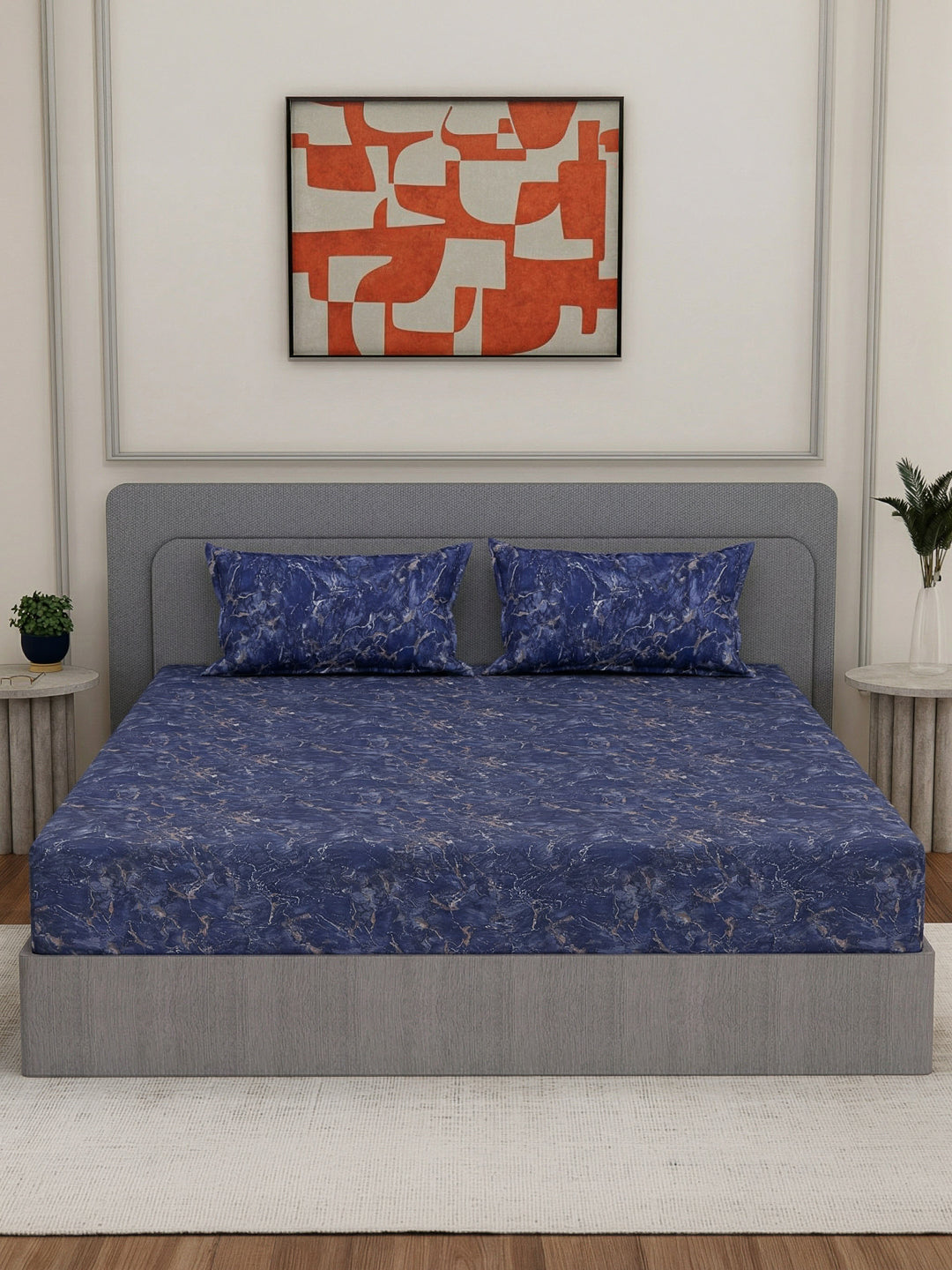 Premium 210 TC Pure Cotton King Size Bedsheet with 2 Pillow Covers Classique Mosaic Collection