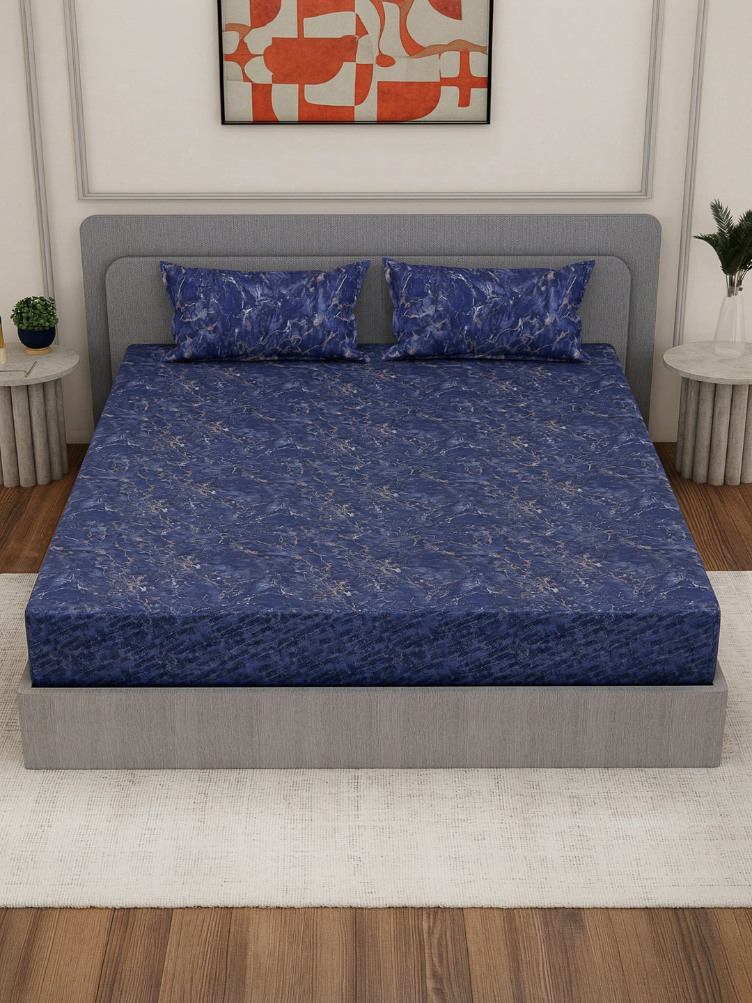 Premium 210 TC Pure Cotton King Size Bedsheet with 2 Pillow Covers Classique Mosaic Collection