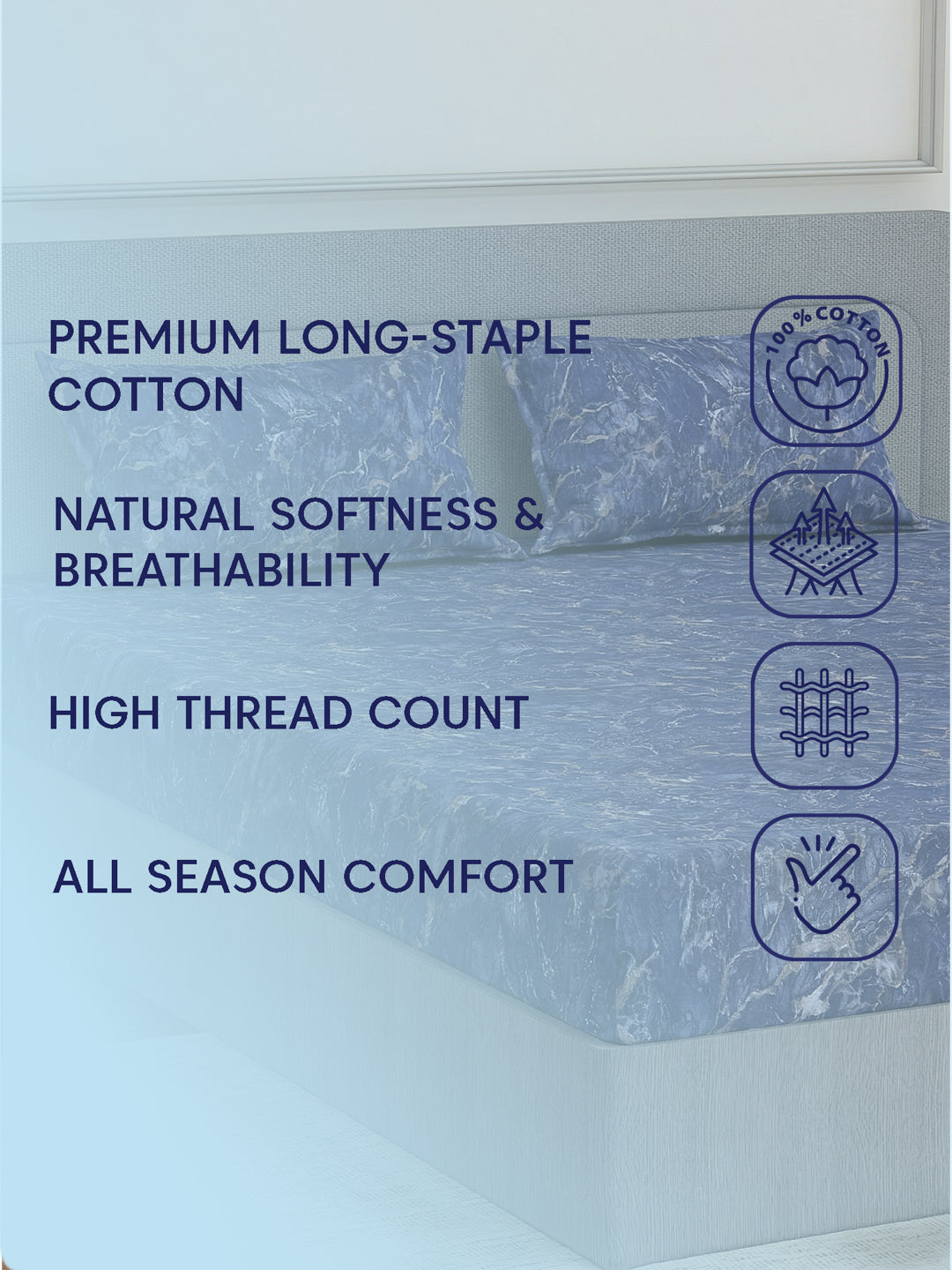 Premium 210 TC Pure Cotton King Size Bedsheet with 2 Pillow Covers Classique Mosaic Collection