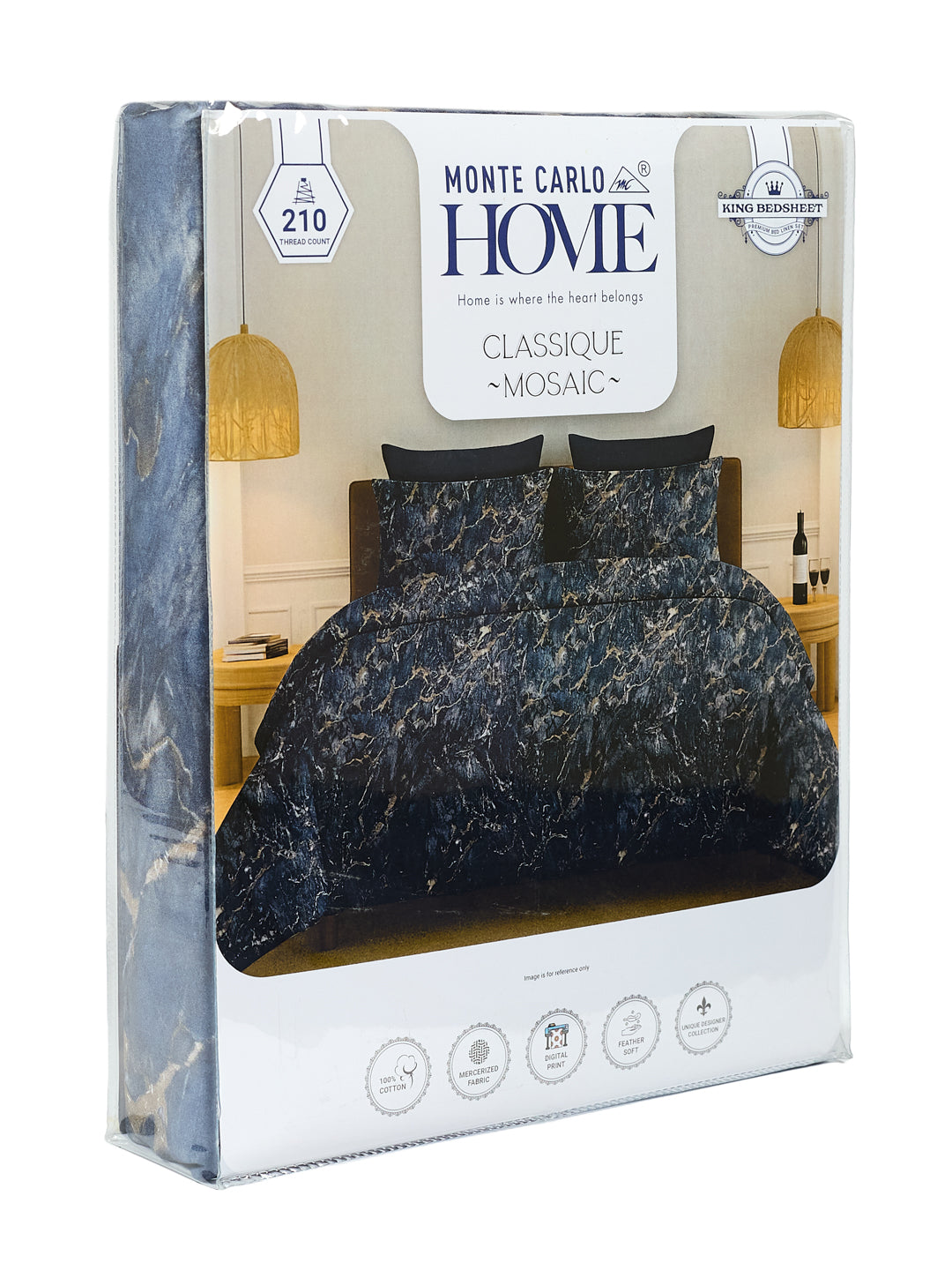 Premium 210 TC Pure Cotton King Size Bedsheet with 2 Pillow Covers Classique Mosaic Collection