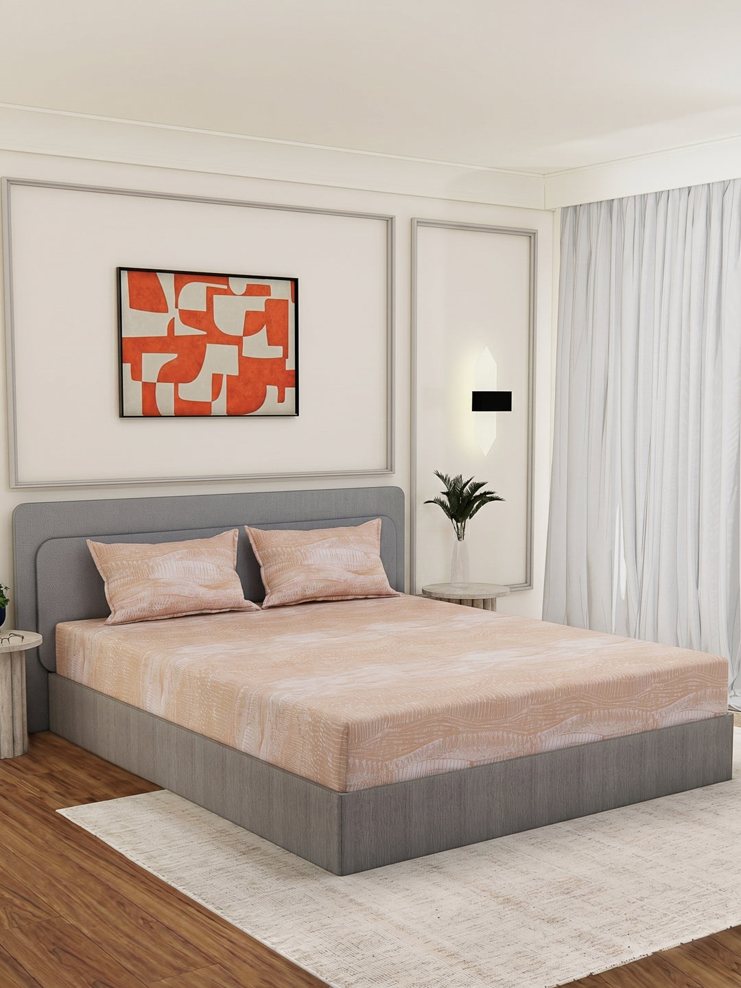 Premium 210 TC Pure Cotton King Size Bedsheet with 2 Pillow Covers Classique Mosaic Collection