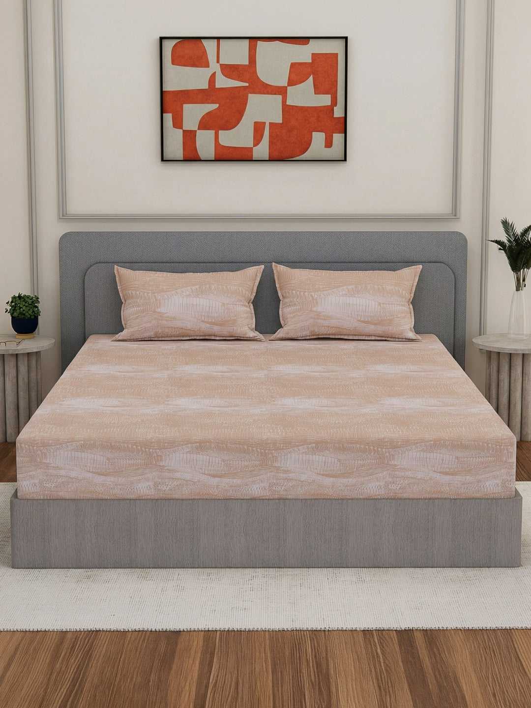 Premium 210 TC Pure Cotton King Size Bedsheet with 2 Pillow Covers Classique Mosaic Collection