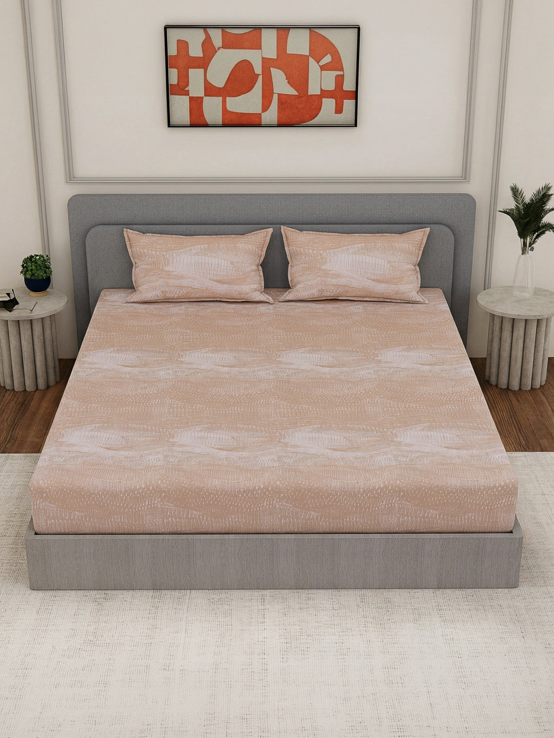 Premium 210 TC Pure Cotton King Size Bedsheet with 2 Pillow Covers Classique Mosaic Collection